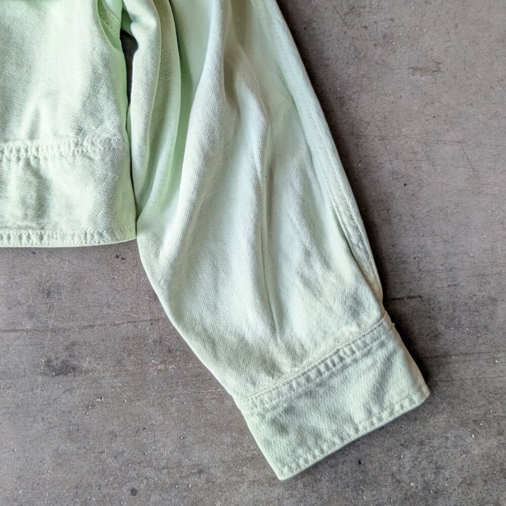 Zara Pastel Green Cropped Oversized Boxy Denim Jacket small - Picture 5 of 8
